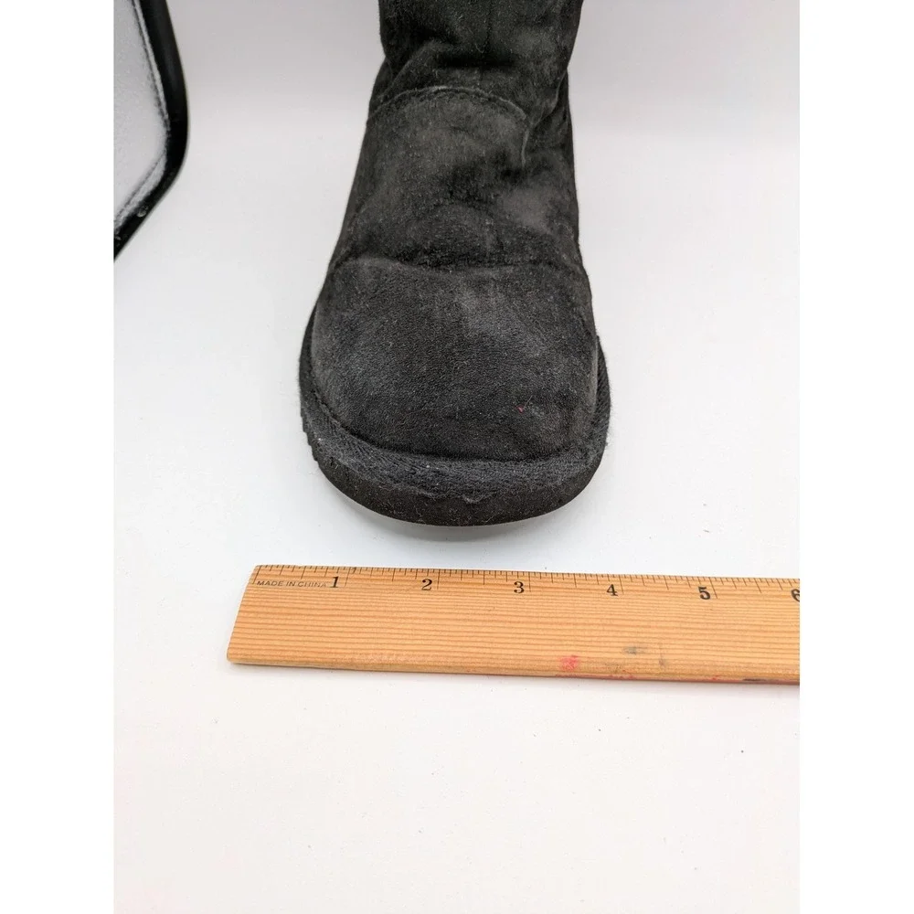 UGG Australia Boots Kids Size 4 Black Suede Shearling Zip Mid Calf Winter